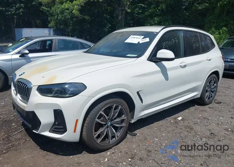 2022 BMW X3 xDrive30I из США, поврежденный, VIN 5UX53DP02N9K45832